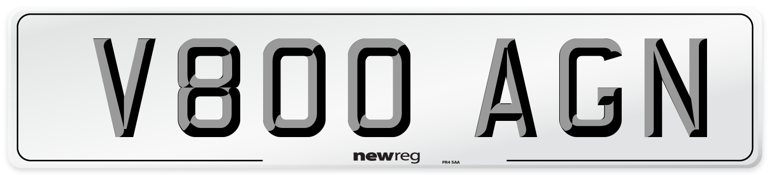 V800 AGN Number Plate from New Reg